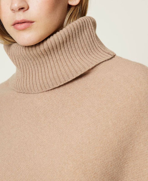 Poncho in misto lana merino 'responsible wool'