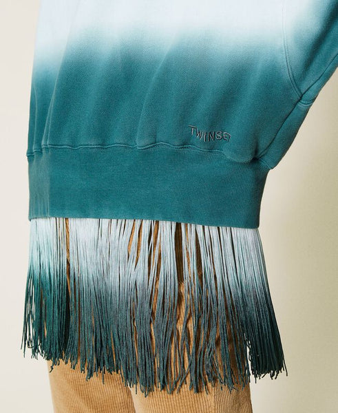 ⚡Felpa tie‑dye con frange e logo