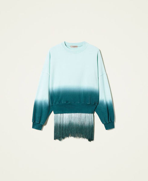 ⚡Felpa tie‑dye con frange e logo