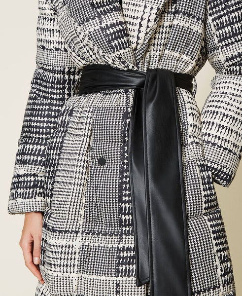 Piumino con stampa pied-de-poule