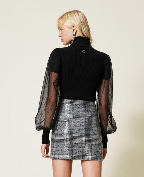 Gonna in Principe di Galles full paillettes