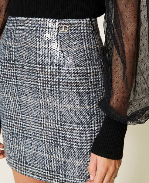 Gonna in Principe di Galles full paillettes