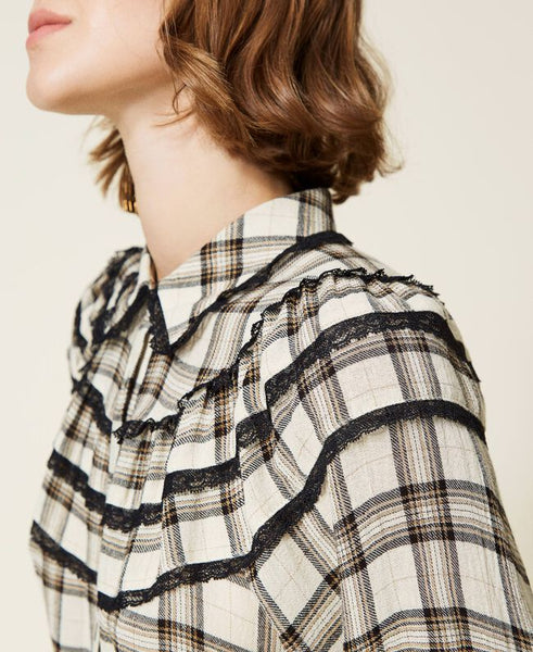 ⚡Abito a quadri con pizzo