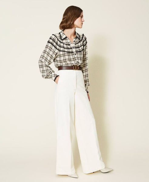 Camicia a quadri con pizzo