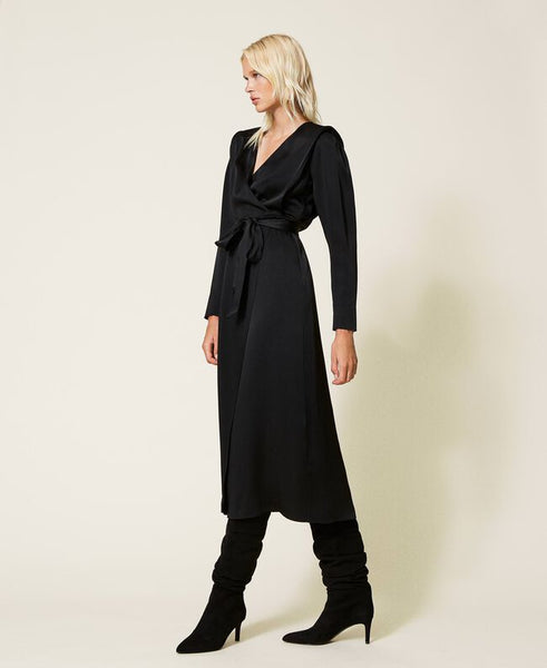⚡Abito lungo in cady envers satin
