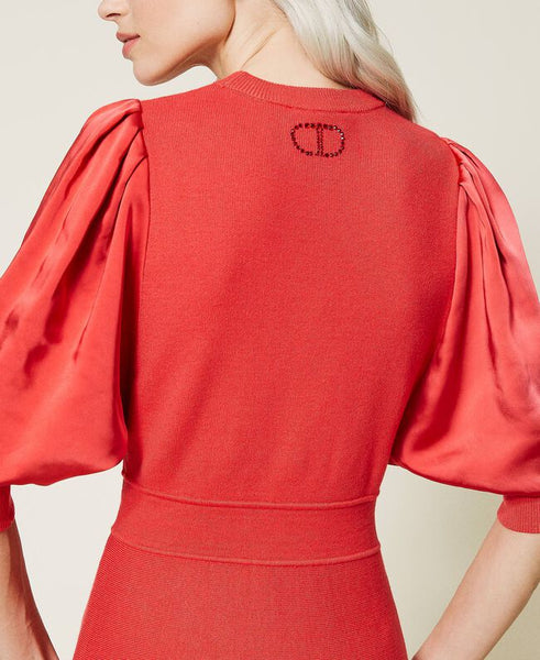 ⚡Abito in maglia e satin con logo