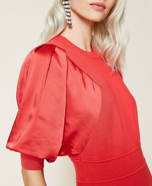 ⚡Abito in maglia e satin con logo