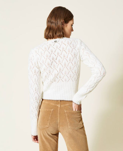 ⚡Cardigan traforato in misto lana