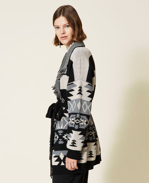 ⚡Cardigan jacquard con frange