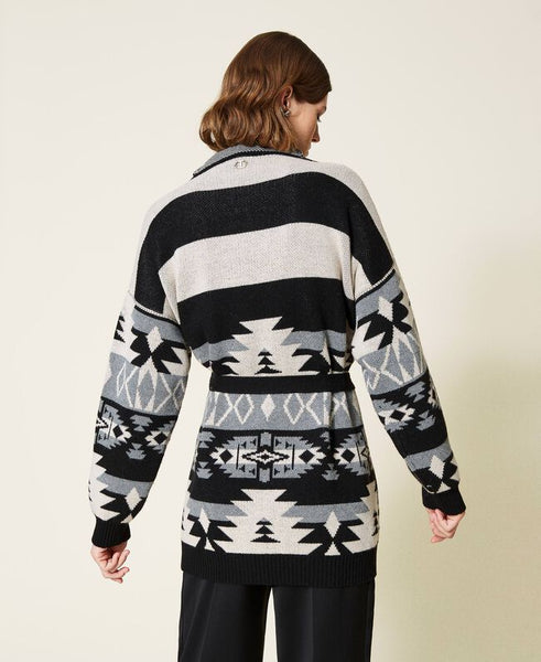 ⚡Cardigan jacquard con frange