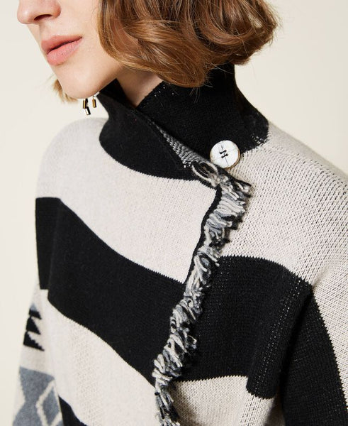 ⚡Cardigan jacquard con frange