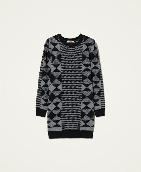 ⚡Abito jacquard con disegni geometrici