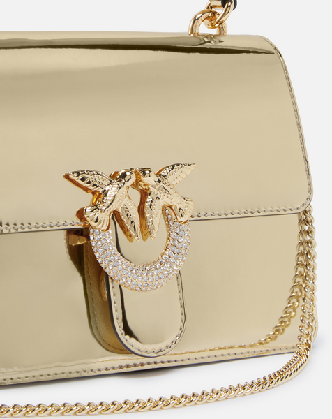 Borsetta a mano Mini Love Bag effetto specchio dorato