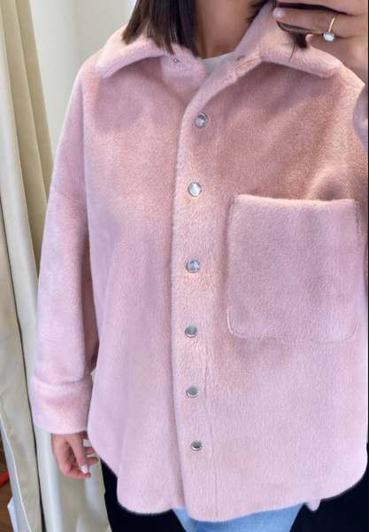 Giacca camicia effetto montone morbido