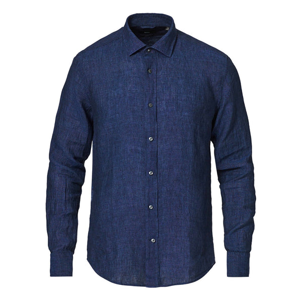 BOSS - camicia Joy - fitted cut - 100% lino - navy