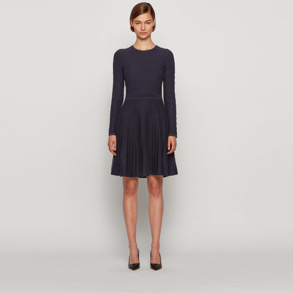 BOSS - abito Fedressy - cotone - blu scuro