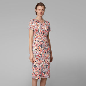 BOSS - abito Erykah - fitted cut - rosa antico e multicolore