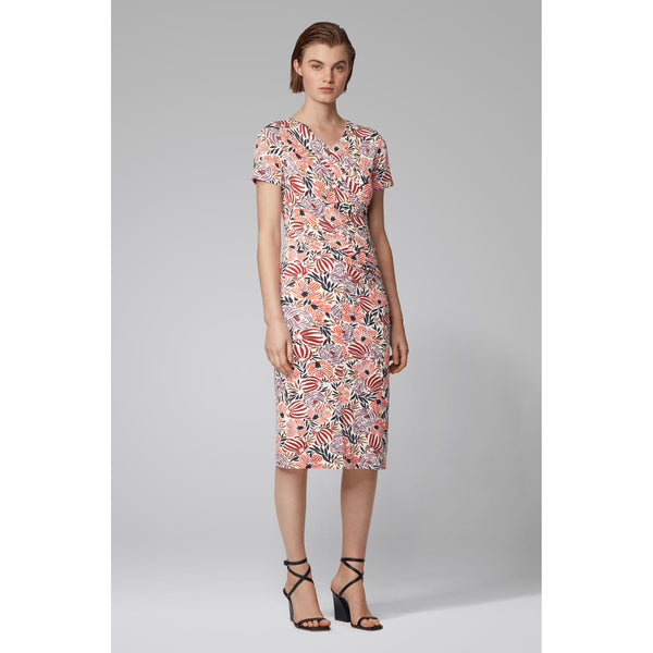 BOSS - abito Erykah - fitted cut - rosa antico e multicolore