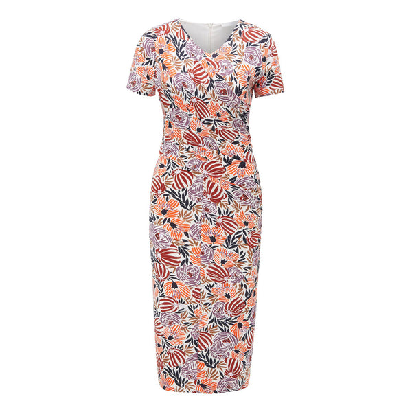 BOSS - abito Erykah - fitted cut - rosa antico e multicolore