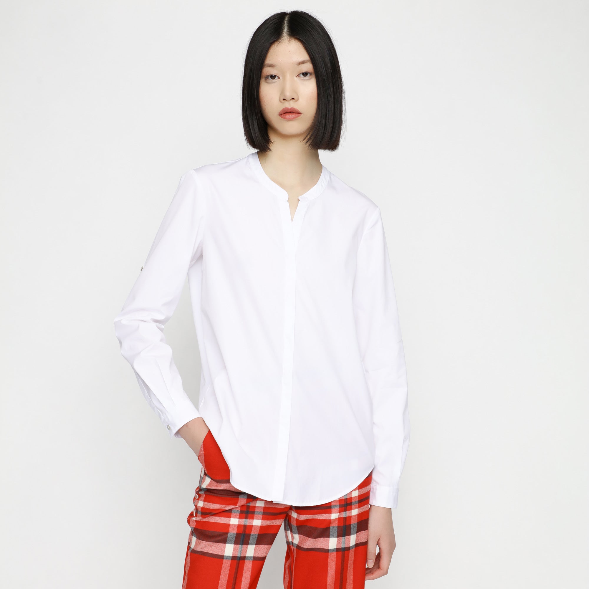 BOSS - blusa Efelize - relaxed fit - 100% cotone - bianco