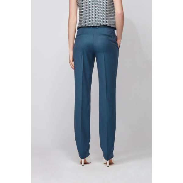 BOSS - pantaloni Titana - regular fit - 100% lana - blu petrolio