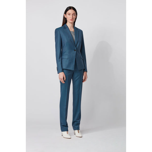 BOSS - pantaloni Titana - regular fit - 100% lana - blu petrolio