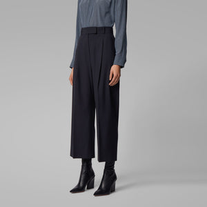 BOSS - pantaloni Tayamana - relaxed fit - lana - blu scuro
