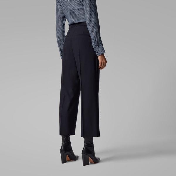 BOSS - pantaloni Tayamana - relaxed fit - lana - blu scuro