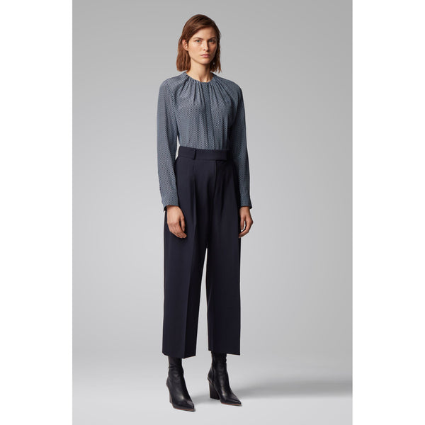 BOSS - pantaloni Tayamana - relaxed fit - lana - blu scuro