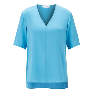 BOSS - blusa Ivala - regular fit - seta - blu