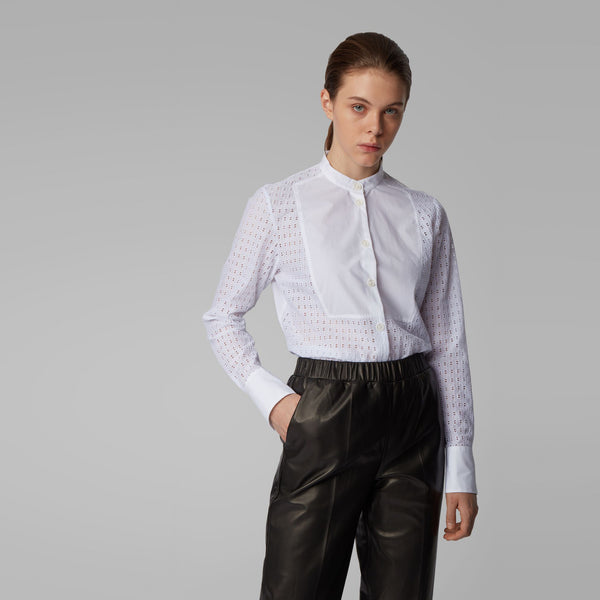 BOSS - blusa Iacrux - regular fit - 100% cotone - bianco