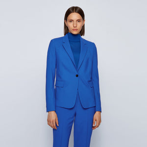 BOSS - blazer Jeniver - regular fit - lana - blu