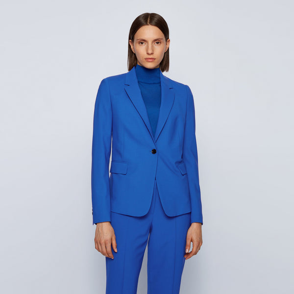 BOSS - blazer Jeniver - regular fit - lana - blu