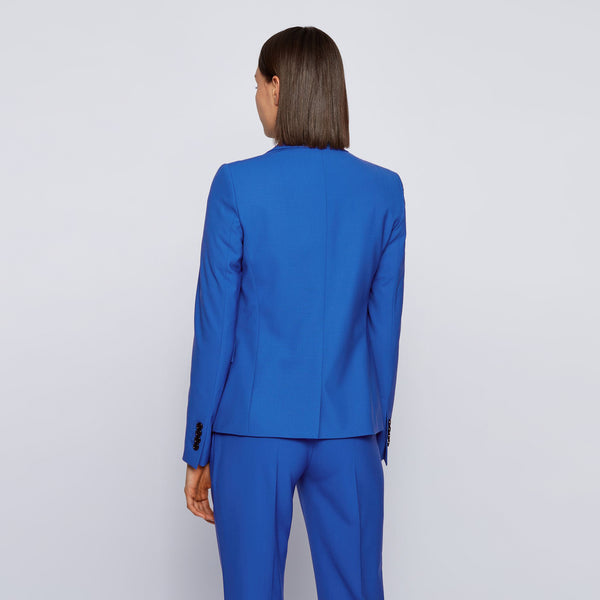 BOSS - blazer Jeniver - regular fit - lana - blu
