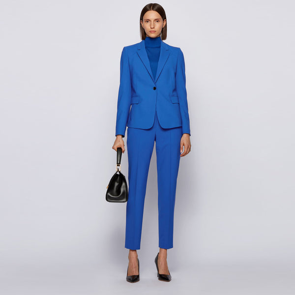 BOSS - blazer Jeniver - regular fit - lana - blu