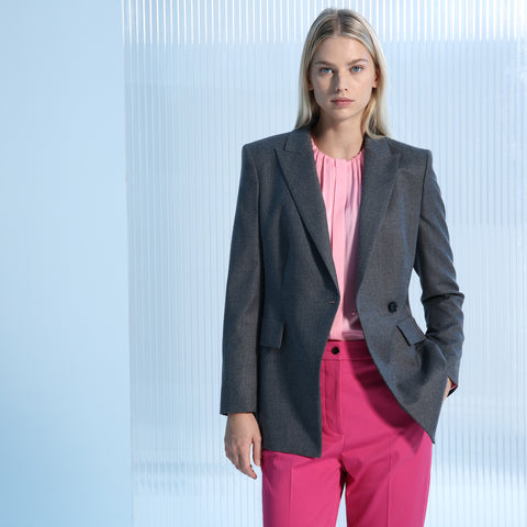 BOSS - blazer Jalica - regular fit - lana - grigio