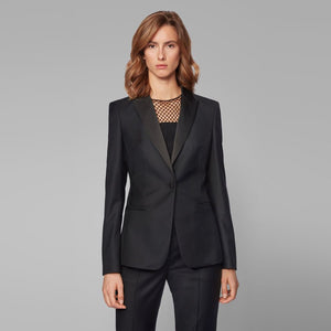 BOSS - blazer Jaxtina - regular fit - lana - nero