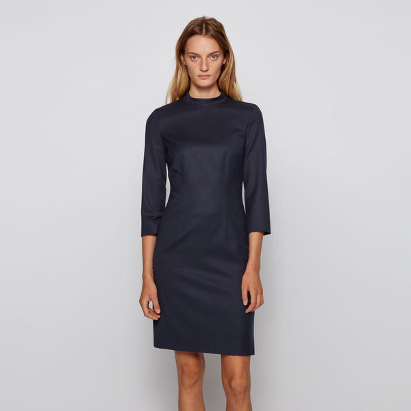 BOSS - abito Dadena - regular fit - lana - blu scuro