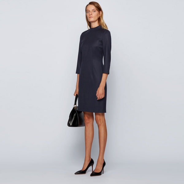 BOSS - abito Dadena - regular fit - lana - blu scuro