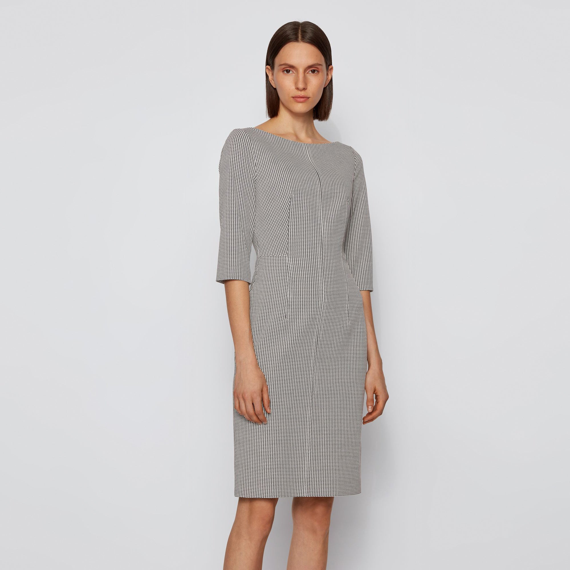 BOSS - abito Dokos - fitted cut - beige e nero