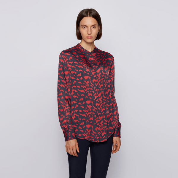 BOSS - Blusa Befelize - blu scuro e rosso