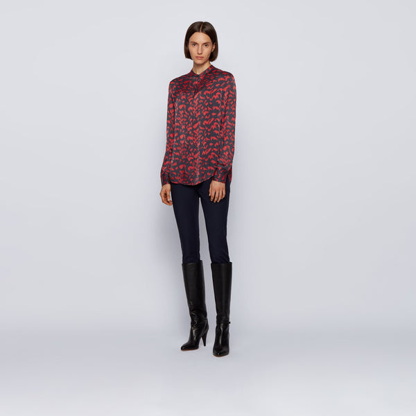 BOSS - Blusa Befelize - blu scuro e rosso