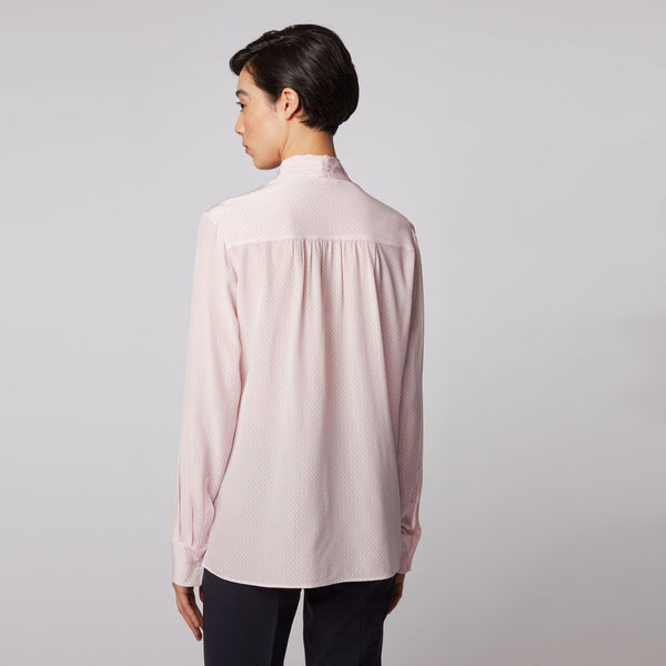 BOSS - blusa Batus - tailored fit - 100% seta - rosa cipria