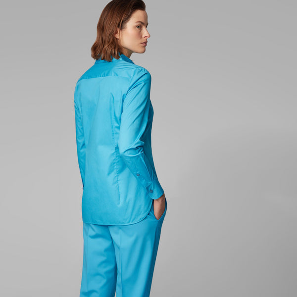 BOSS - blusa Bavidbo - tailored fit - cotone - blu