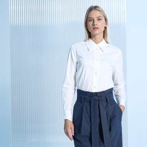 BOSS - blusa Bavidbo - tailored fit - cotone - bianco