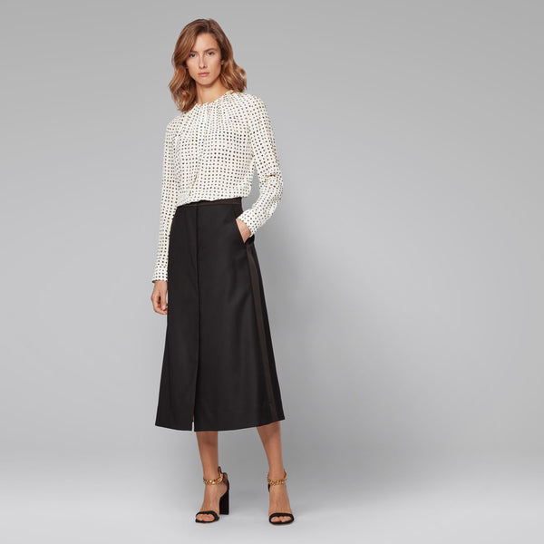 BOSS - blusa Banora - tailored fit - 100% seta - nero e bianco