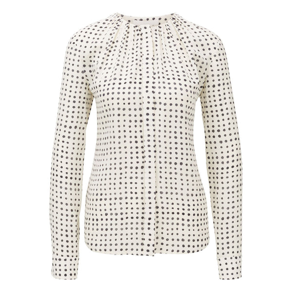 BOSS - blusa Banora - tailored fit - 100% seta - nero e bianco
