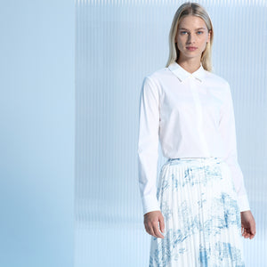 BOSS - blusa Banew - regular fit - cotone - bianco