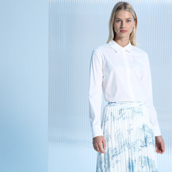 BOSS - blusa Banew - regular fit - cotone - bianco