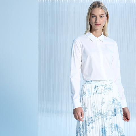 BOSS - blusa Banew - regular fit - cotone - bianco
